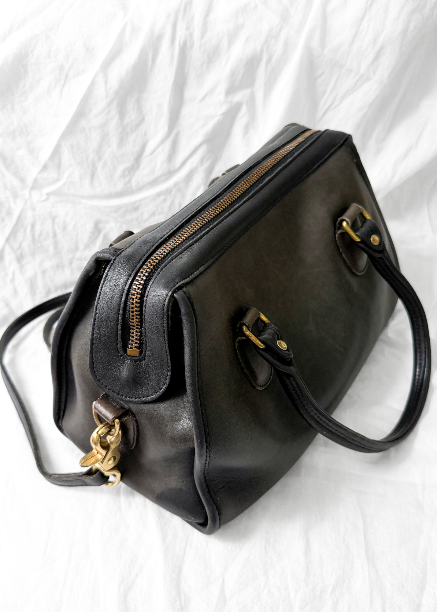 Vintage 1980s Coach Broadway Satchel Black Leather Doctor Bag | USA Made Crossbody Purse