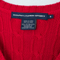 Vintage 00s Ralph Lauren Sport Red Cotton Cable Knit V-Neck Sweater (M)