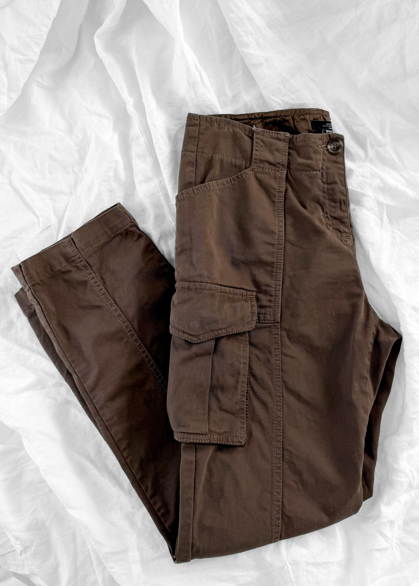 Max Mara Weekend FIT W11 Slim Fit Cargo Pants Olive Brown Cotton Womens (US 10)