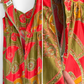 Vintage 60s 70s Malihini Designer Collection Hawaiian  Red Avocado Green Hostess Maxi Dress (M)