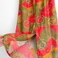 Vintage 60s 70s Malihini Designer Collection Hawaiian  Red Avocado Green Hostess Maxi Dress (M)