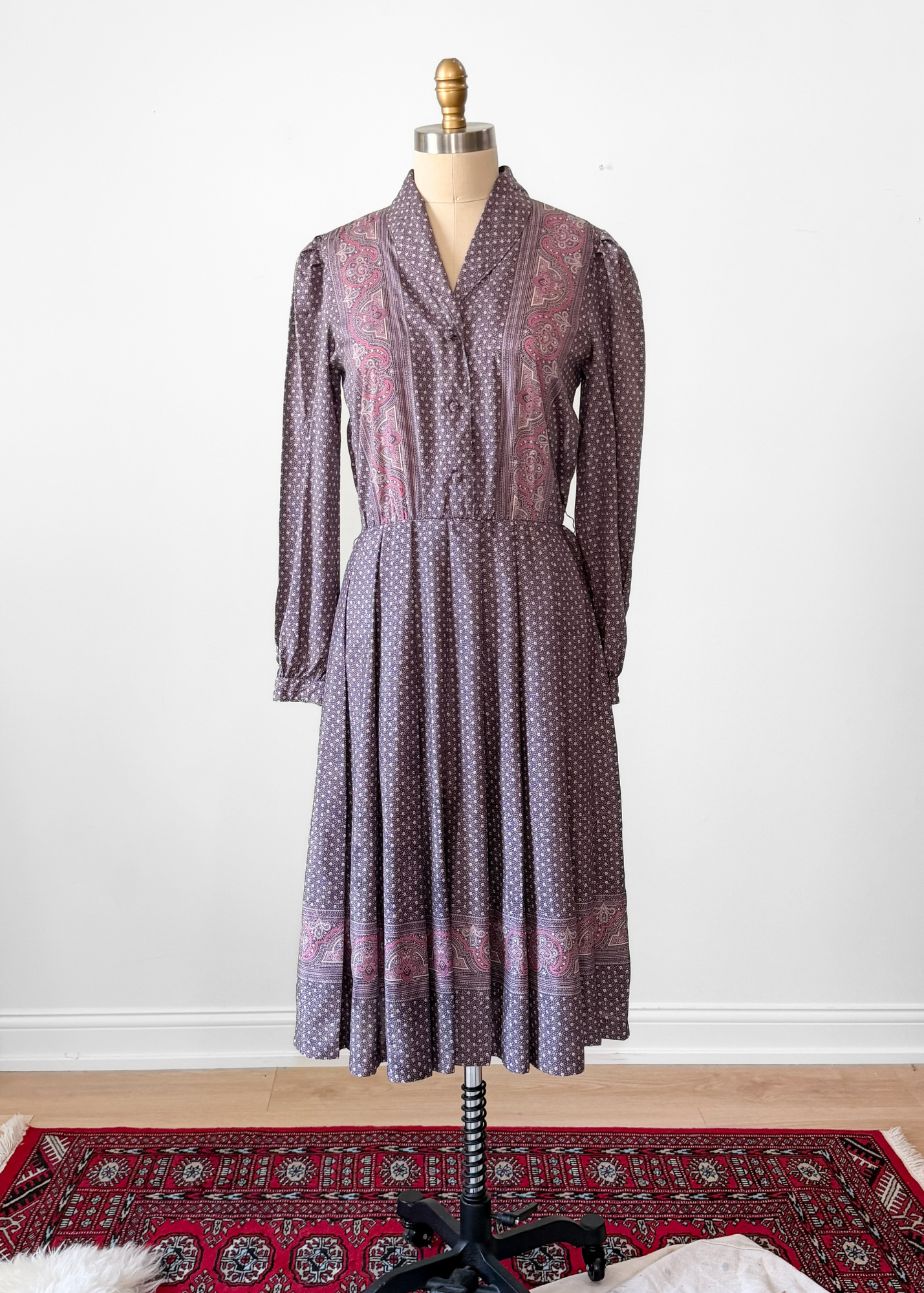 Vintage 80s Purple Print One of a Kind Dress (6/8)
