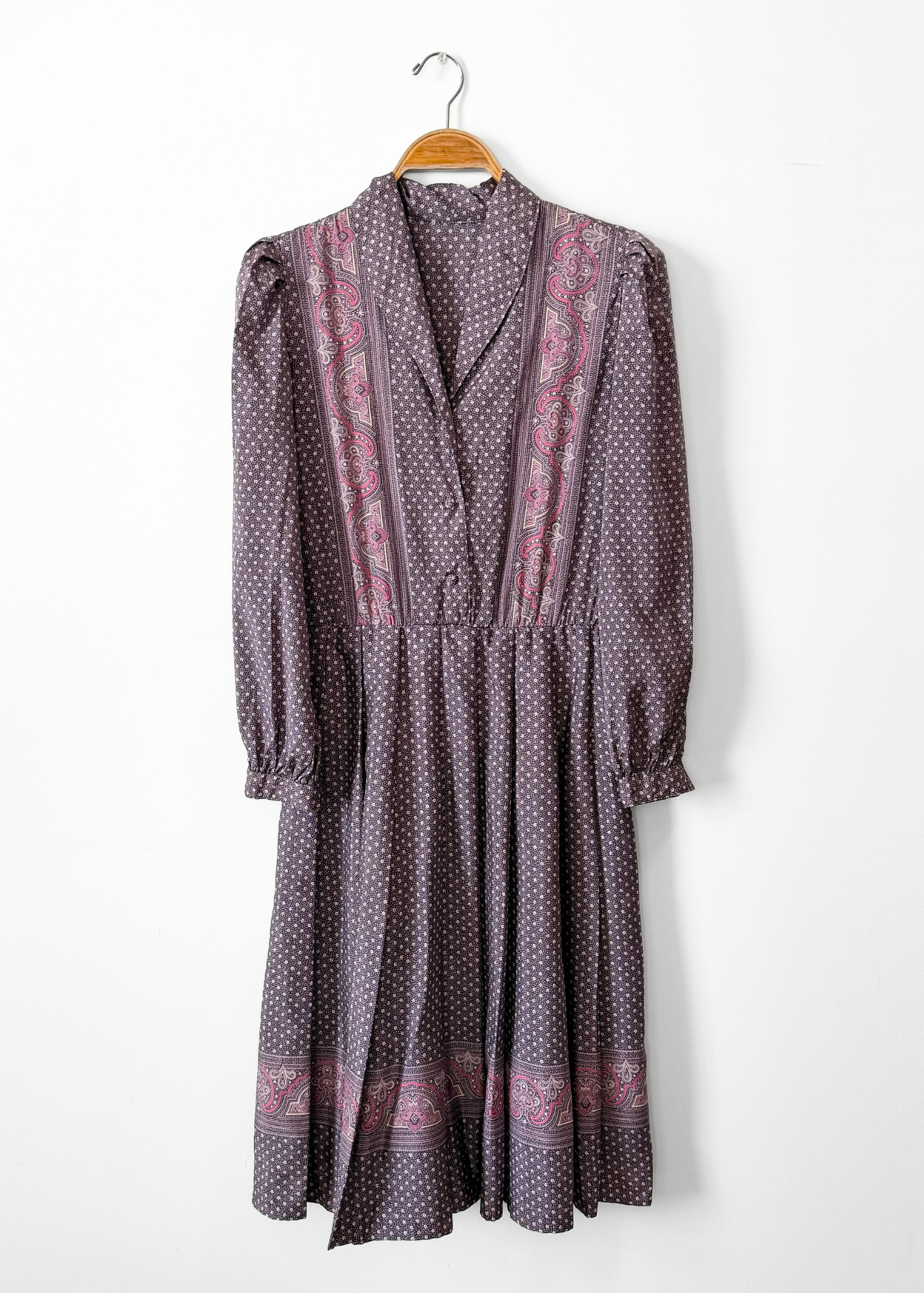 Vintage 80s Purple Print One of a Kind Dress (6/8)