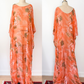 Vintage Hand Made Peach Coral Silk Kaftan Maxi Ethereal Boho Dress