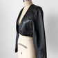 Vintage Bagatelle Leather Cropped Beaded Embroidered Bolero Jacket (L)