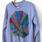 Vintage One-of-a-Kind Peacock Bead Embroidered Hanes Pullover Fleece Sweatshirt (L)
