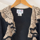 Vintage Lacy After Noon Black Tan Crochet Ruffle Duster Cardigan