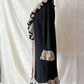 Vintage Lacy After Noon Black Tan Crochet Ruffle Duster Cardigan