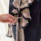 Vintage Lacy After Noon Black Tan Crochet Ruffle Duster Cardigan