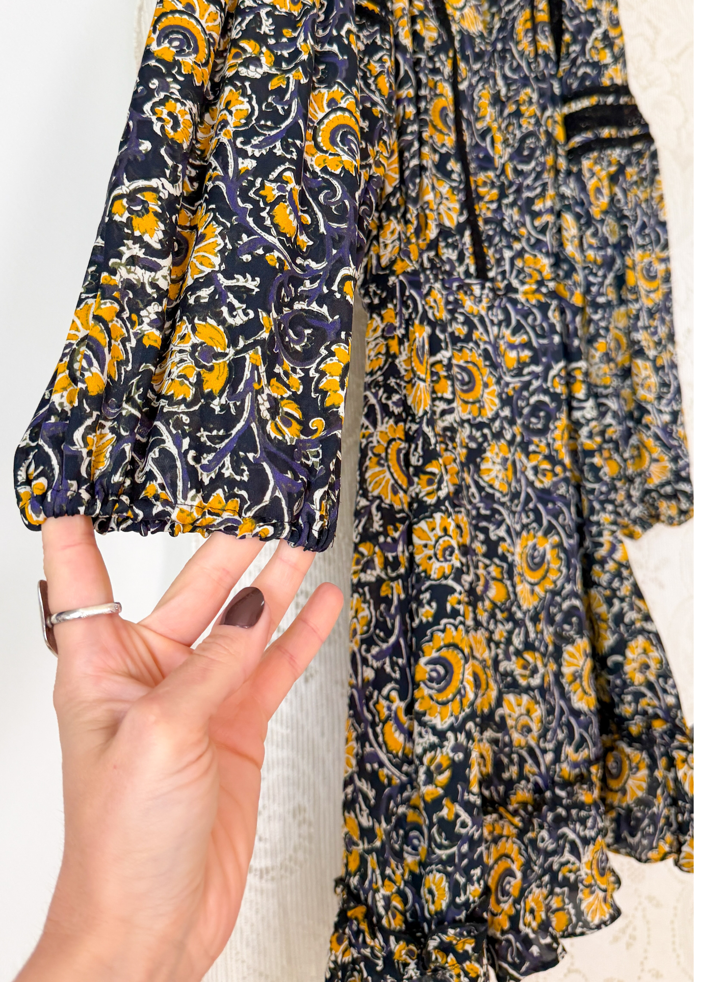 Veronica Beard Ida Floral Silk Yellow Blue Black Mini Dress