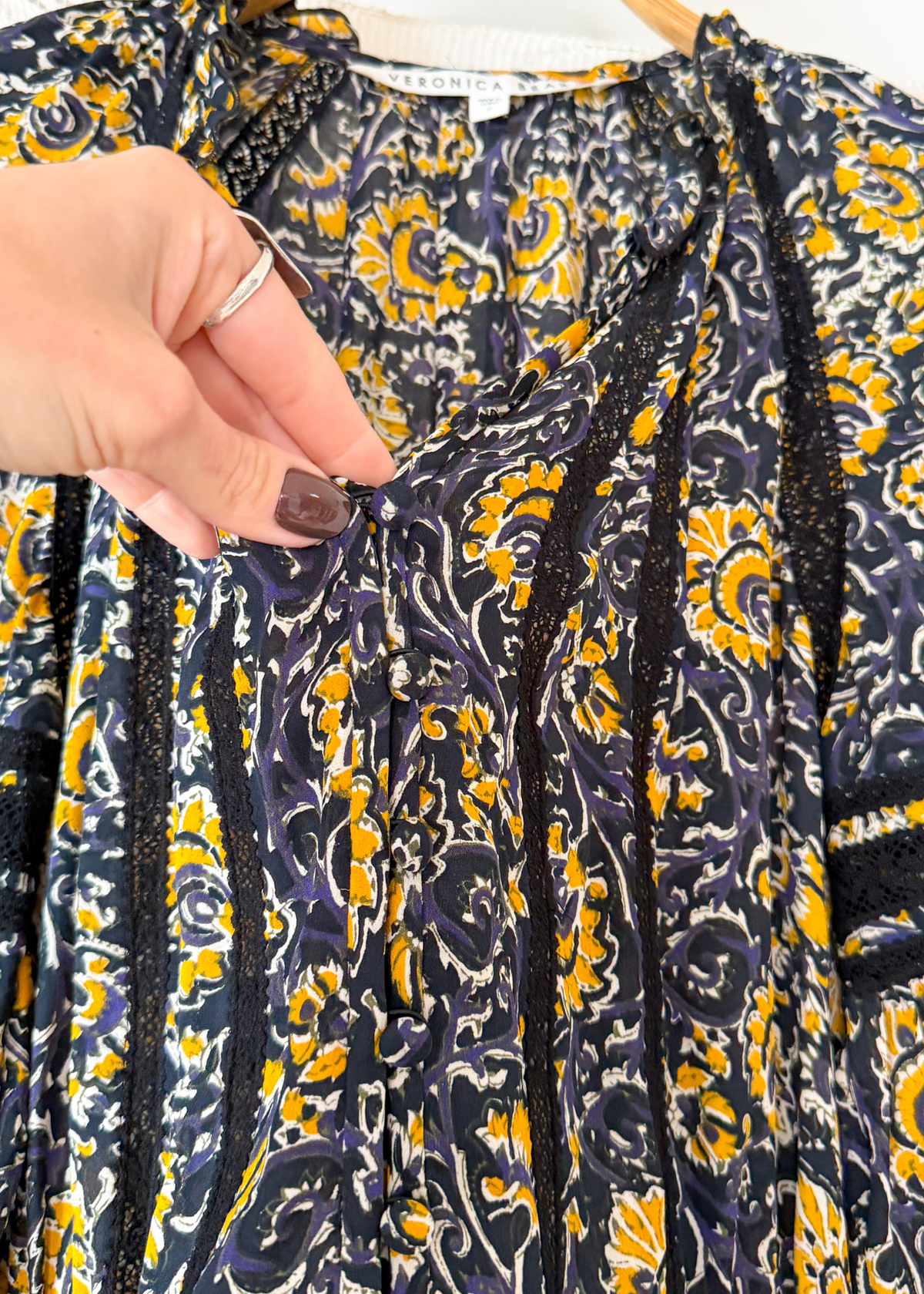 Veronica Beard Ida Floral Silk Yellow Blue Black Mini Dress