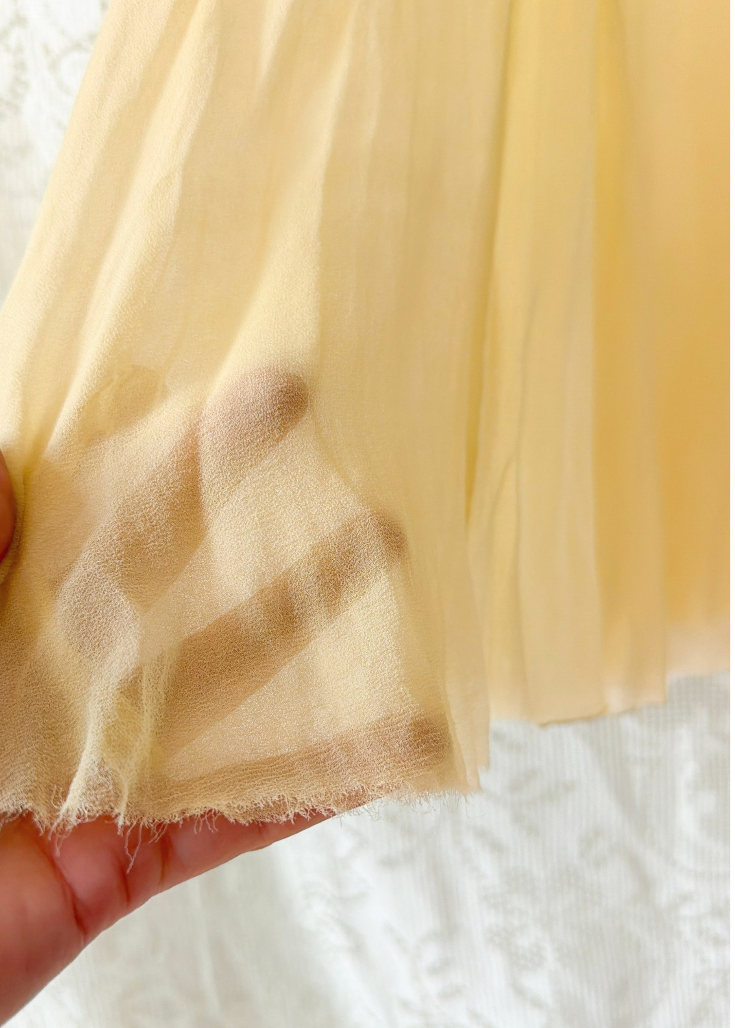 1930s Butter Yellow Silk Chiffon Bias Cut Dress
