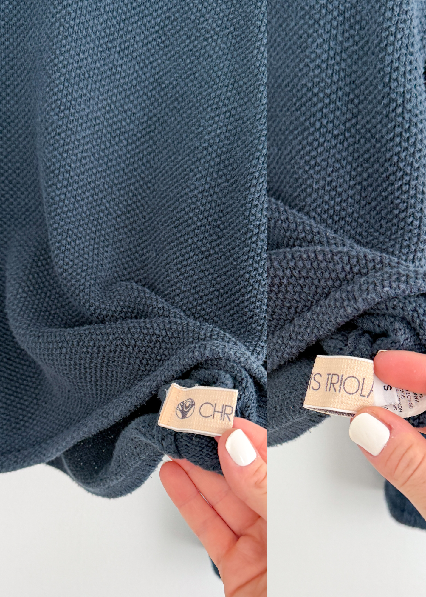 Chris Triola Teal Blue 100% Cotton Textured Boatneck Hand Made Top (S)