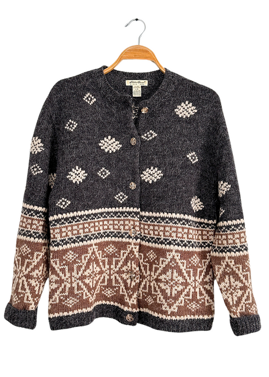 Vintage 90s Eddie Bauer Fair Isle Wool Alpaca Cardigan Sweater (L)