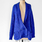 Vintage 90s Karen Scott Cobalt Blue Speckled Knit Cardigan (M)