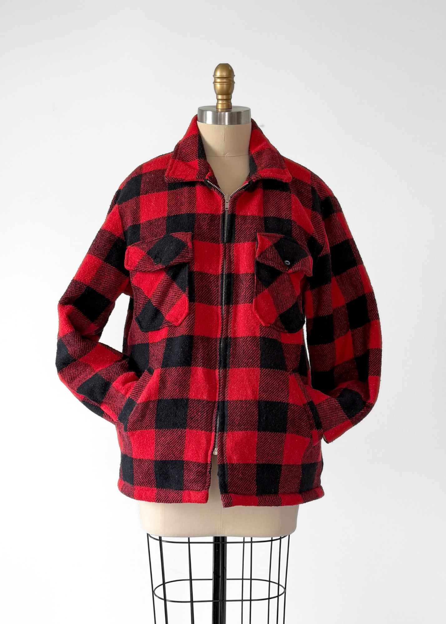 Vintage Marc Richards Classic Buttalo Plaid Sherpa Fleece Lined Insulated Jacket (M)