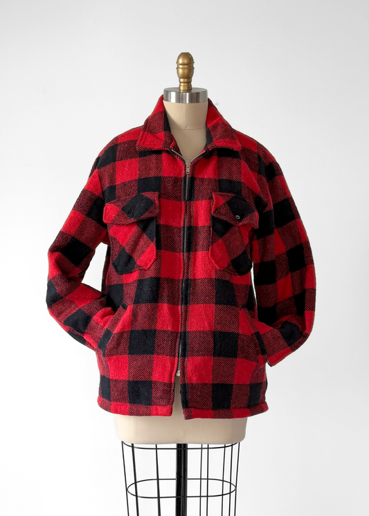 Vintage Marc Richards Classic Buttalo Plaid Sherpa Fleece Lined Insulated Jacket (M)