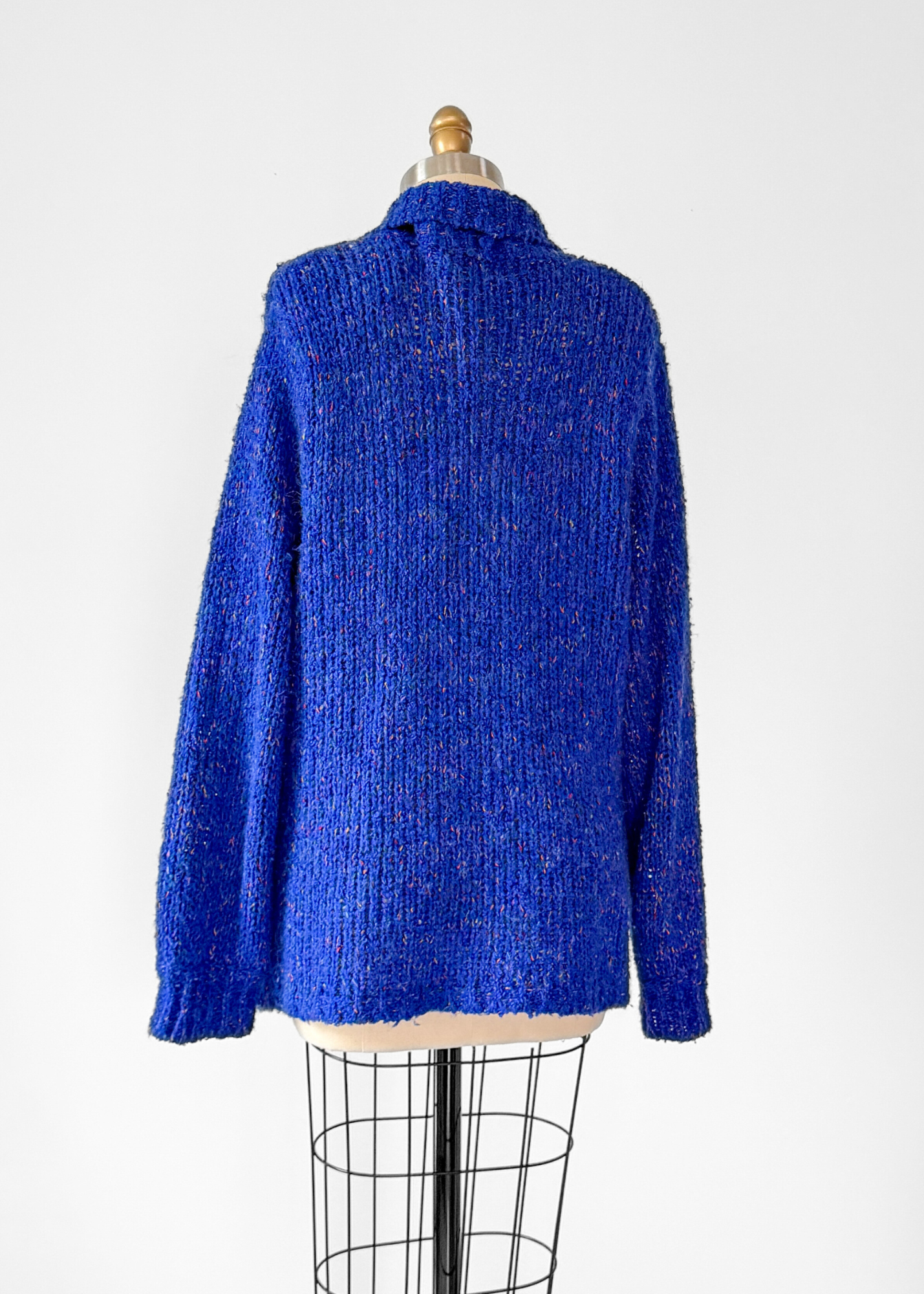 Vintage 90s Karen Scott Cobalt Blue Speckled Knit Cardigan (M)