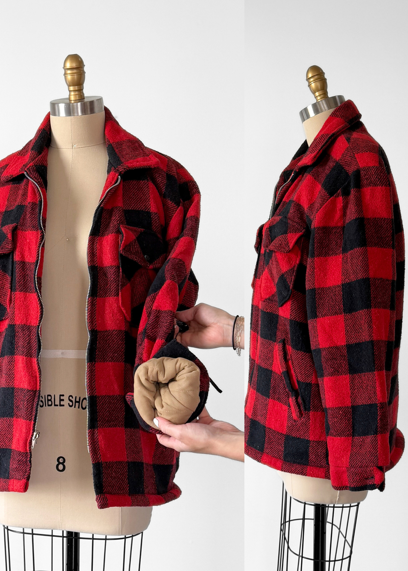 Vintage Marc Richards Classic Buttalo Plaid Sherpa Fleece Lined Insulated Jacket (M)