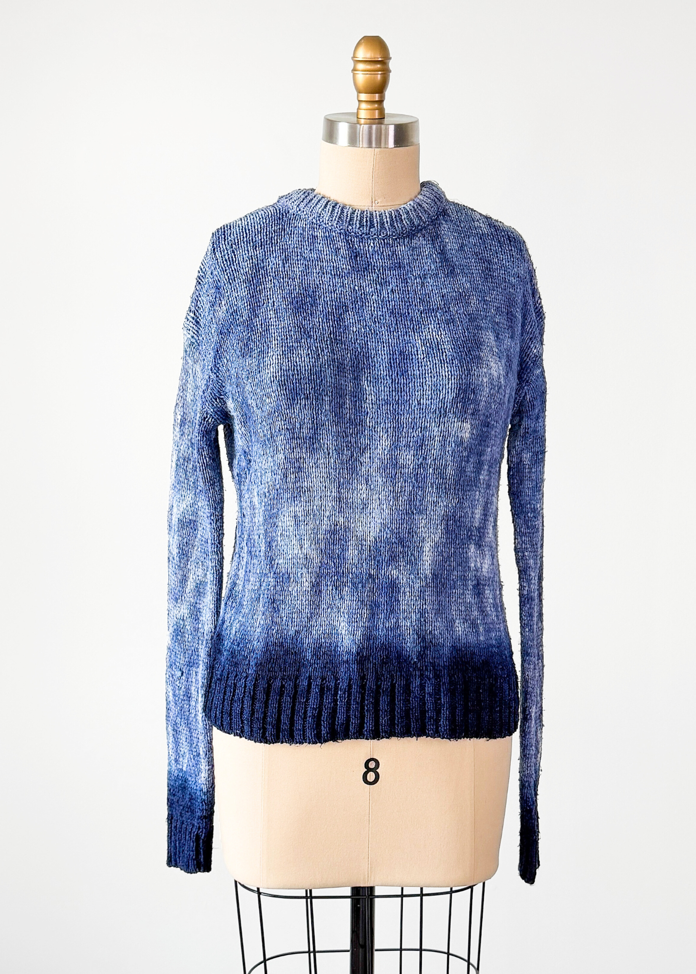 Altuzarra Blue Navy Hand Dyed 100% Silk Ribbon Knit Top (XS/S)