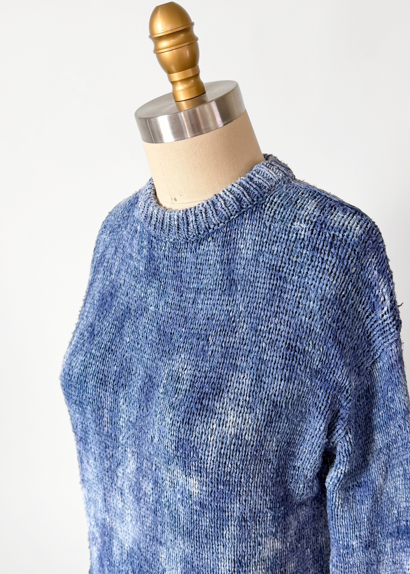 Altuzarra Blue Navy Hand Dyed 100% Silk Ribbon Knit Top (XS/S)