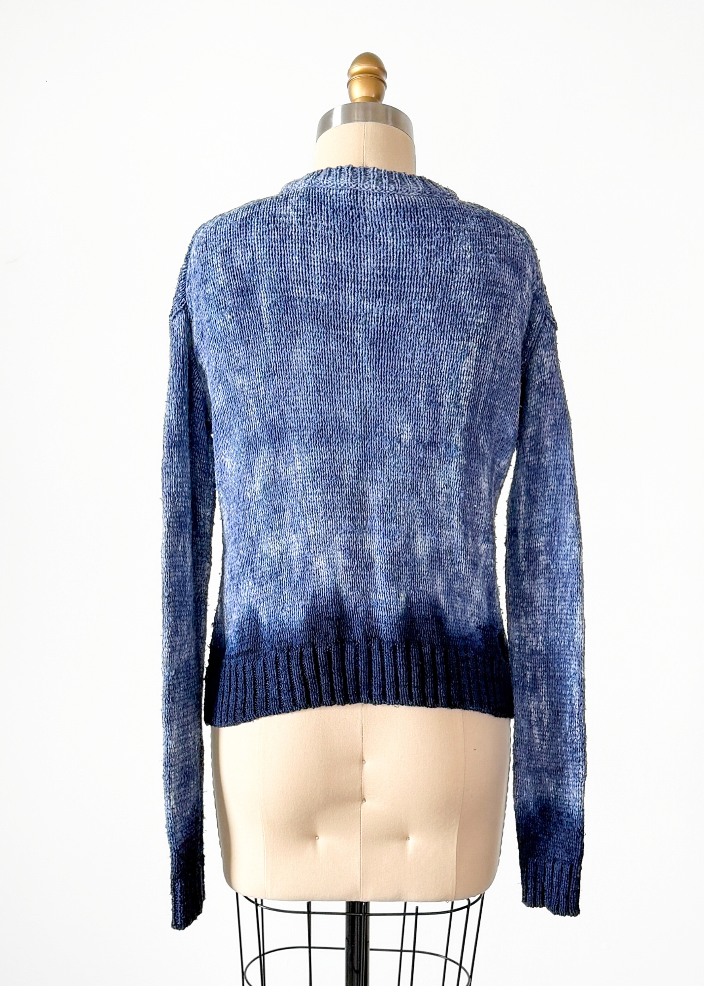 Altuzarra Blue Navy Hand Dyed 100% Silk Ribbon Knit Top (XS/S)