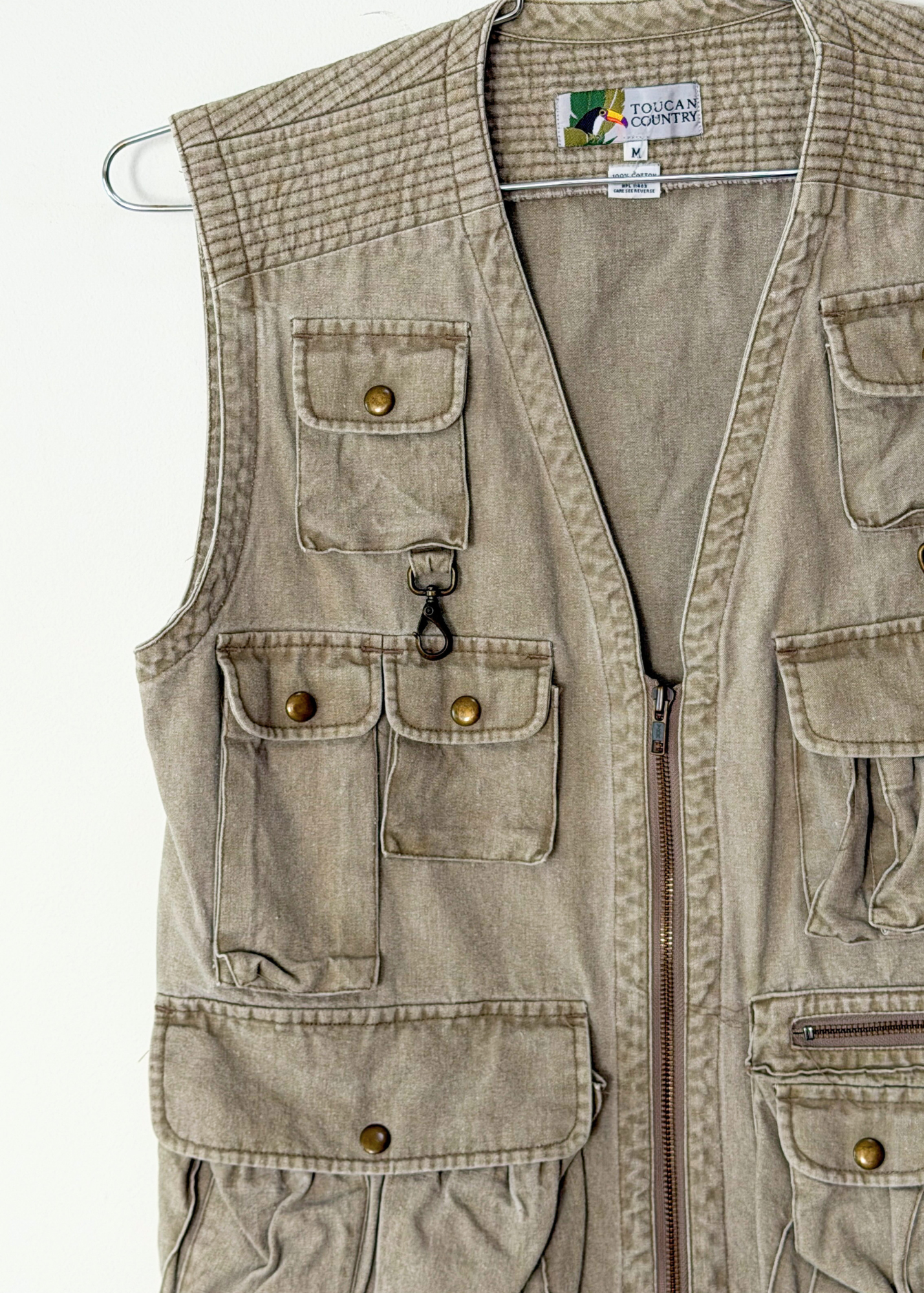 Vintage Toucan Country Khaki Safari Fishing Vest (men's M)