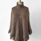 Pria Brown & Black Marled 100% Cotton Fringe Knit Poncho