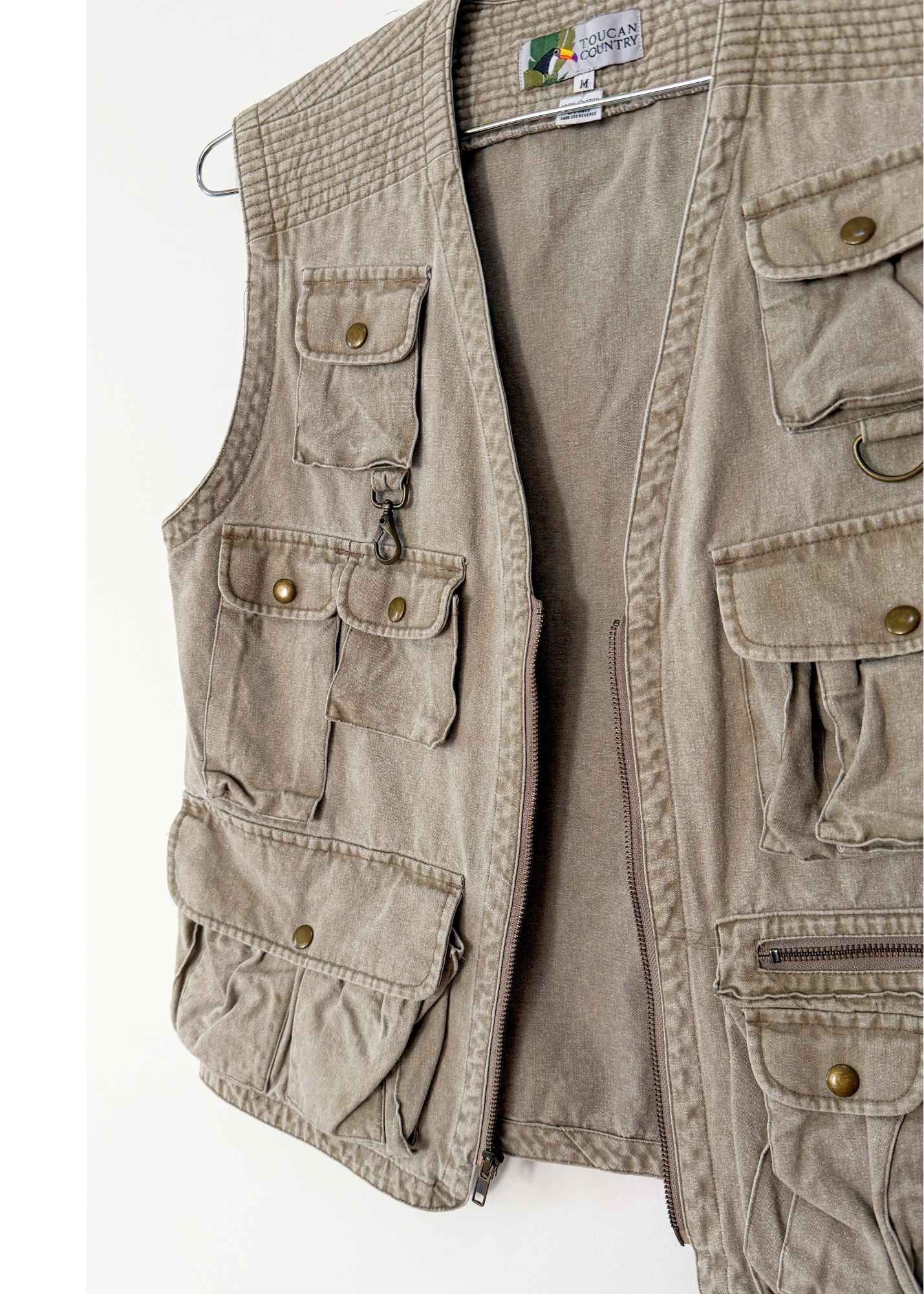 Vintage Toucan Country Khaki Safari Fishing Vest (men's M)