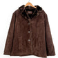 Vintage Guess Chocolate Brown Suede Leather Faux Fur Winter Coat (L)