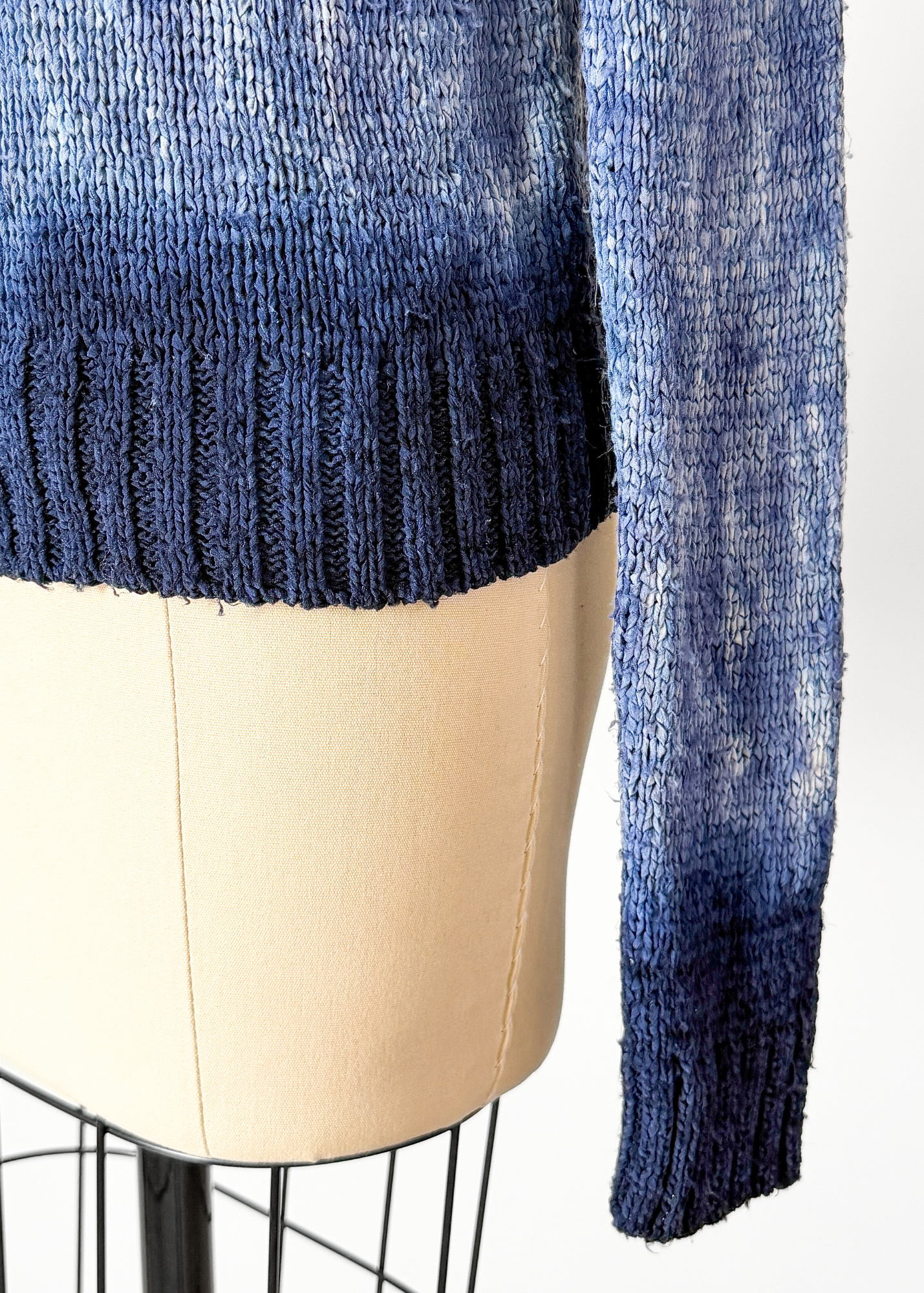 Altuzarra Blue Navy Hand Dyed 100% Silk Ribbon Knit Top (XS/S)