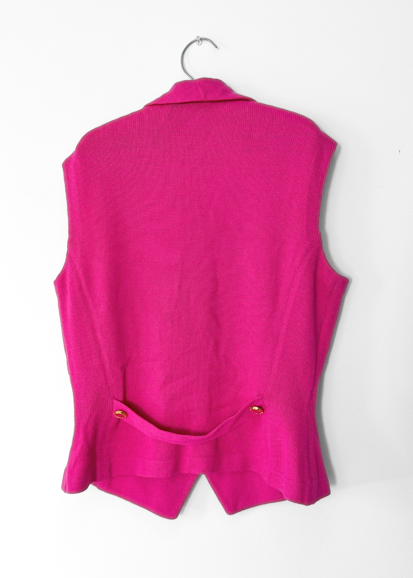 Vintage 90s St. John Pink Gold Button  Knit Vest Top (L)