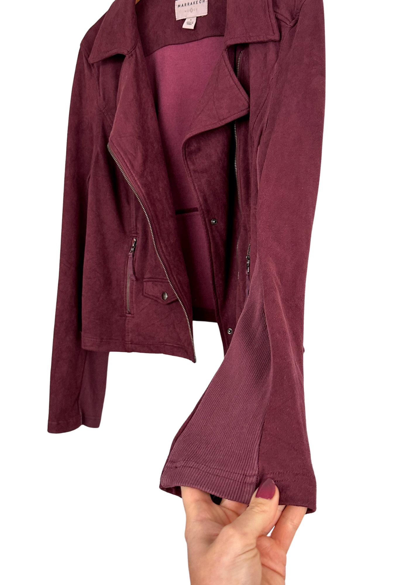 Anthropologie Marrakech Maroon "Suede" Moto Jacket (L)