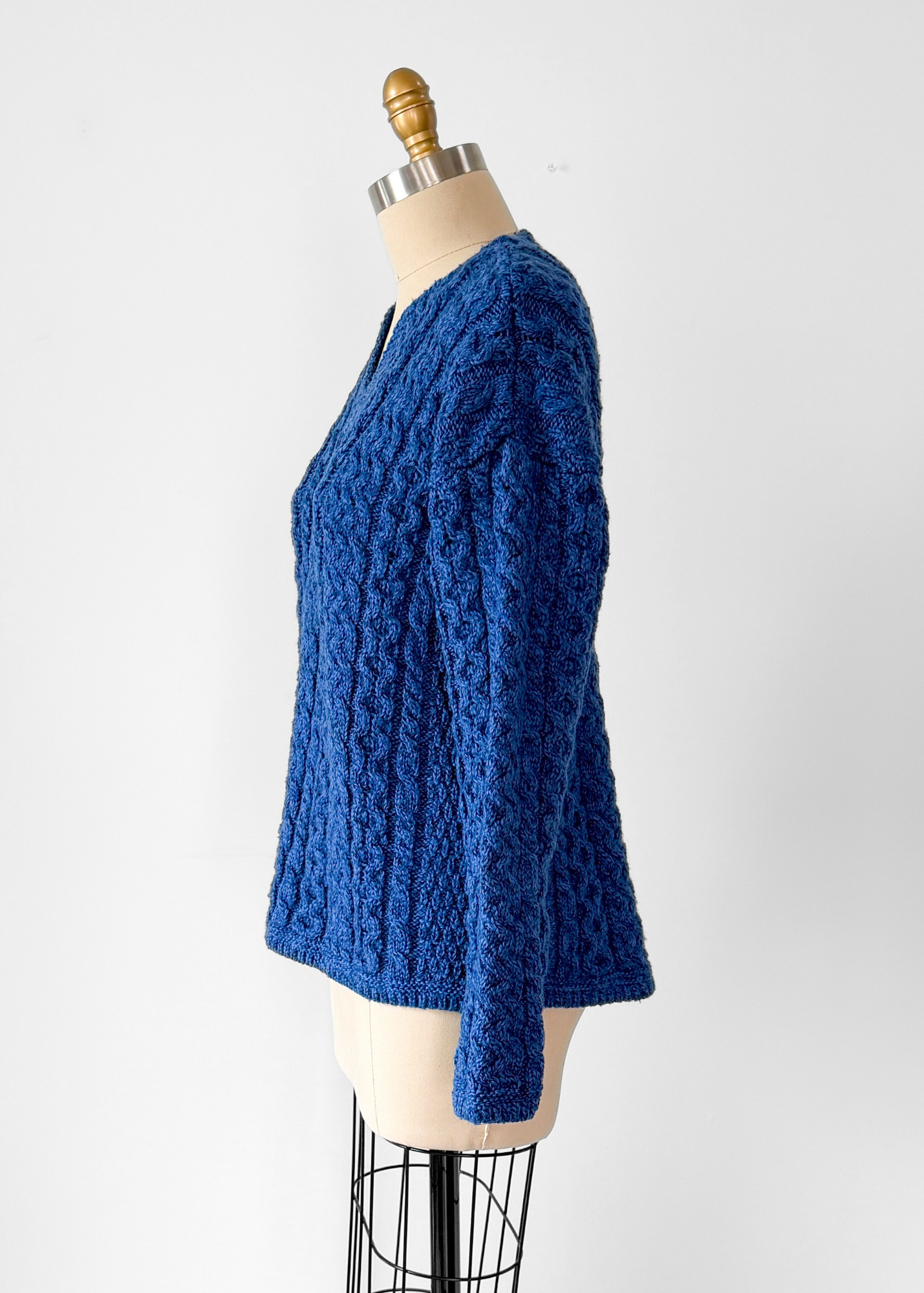 Vintage Cladyknit Women's Fishermen Blue Irish Merino Wool Sweater