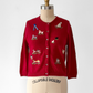 Rare Vintage 2000 Anthropologie Dark Red Lambswool Cashmere Dog Show Cardigan