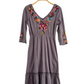 Johnny Was Gray Floral Embroidered Elbow Length Sleeve Dress (S)