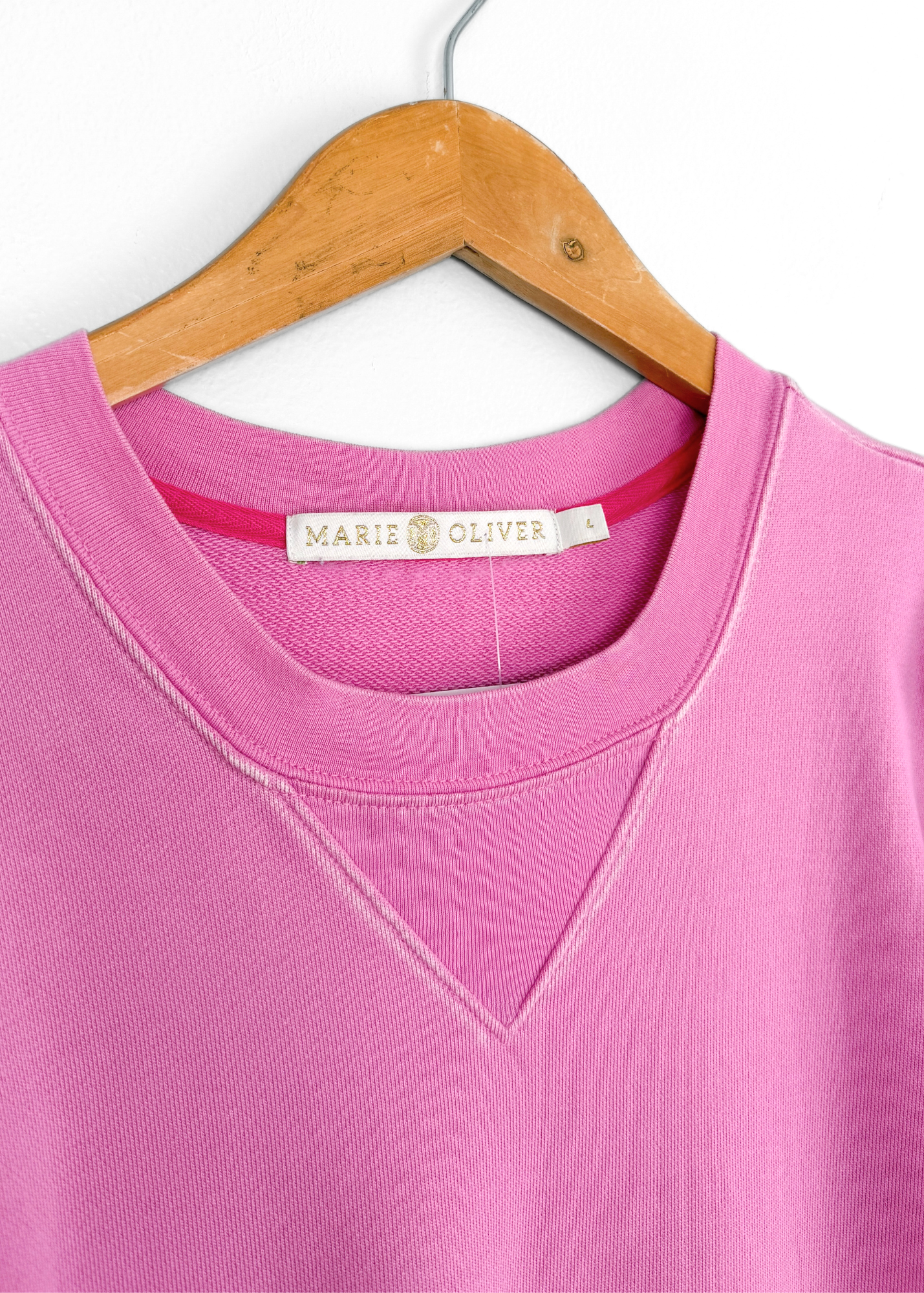 Marie Oliver Petal Pink Shane Dress French Terry Cotton Poplin Puff Sleeve (L)