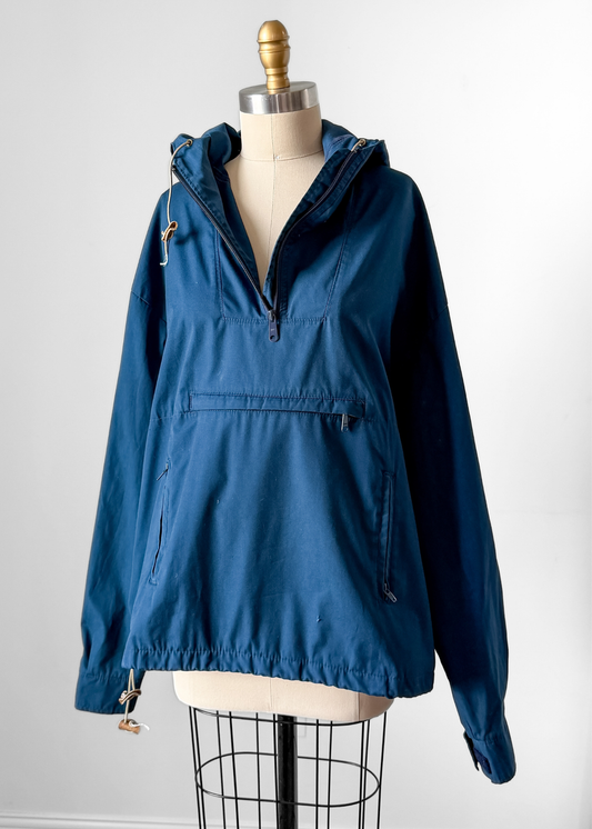 Vintage 90s Eddie Bauer Teal Blue Cotton Anorak Jacket