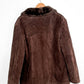 Vintage Guess Chocolate Brown Suede Leather Faux Fur Winter Coat (L)