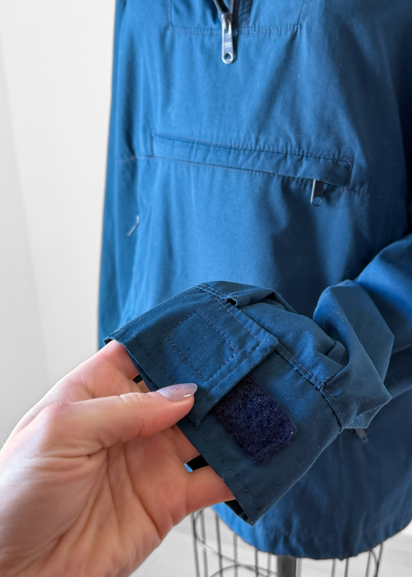 Vintage 90s Eddie Bauer Teal Blue Cotton Anorak Jacket