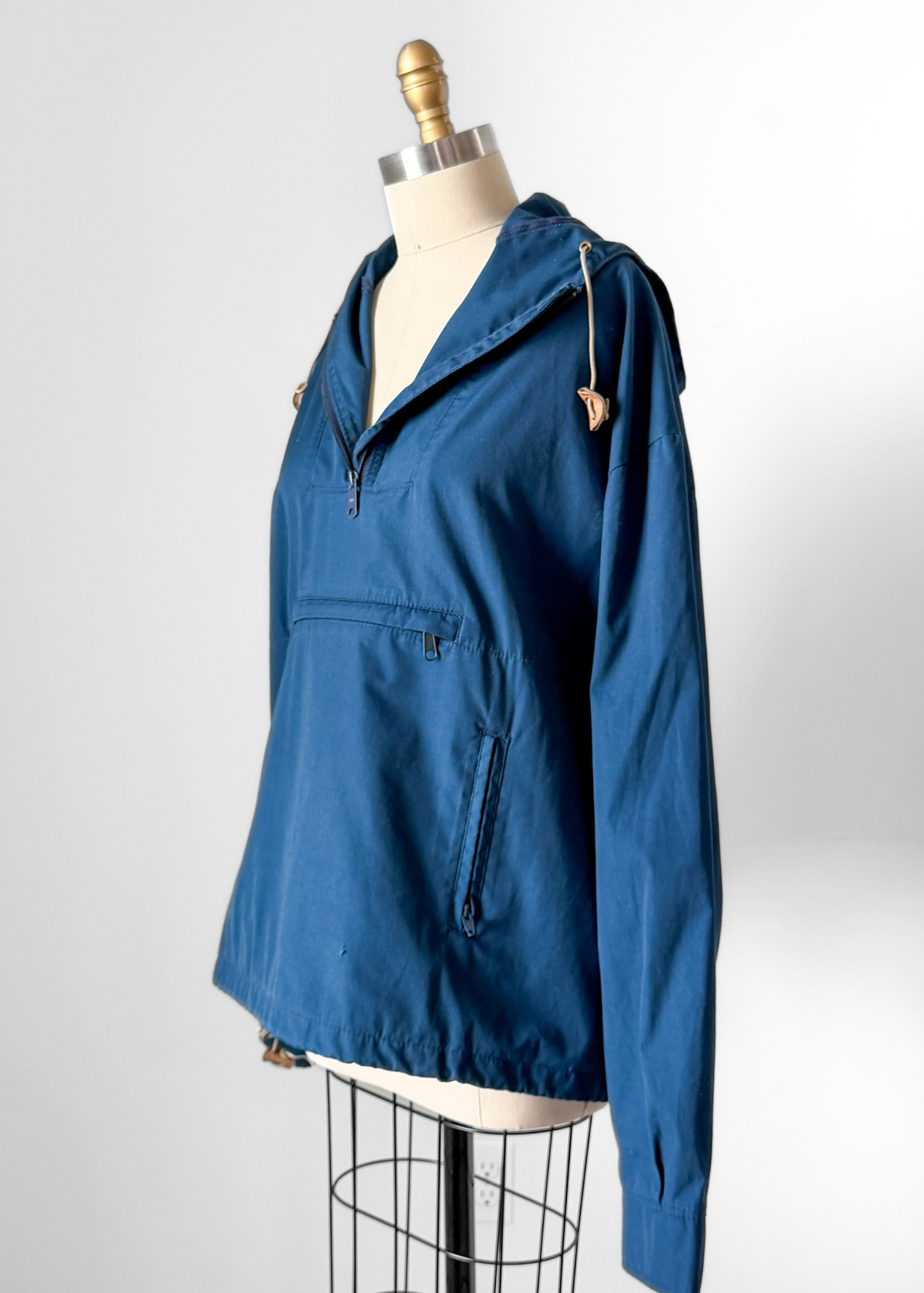 Vintage 90s Eddie Bauer Teal Blue Cotton Anorak Jacket