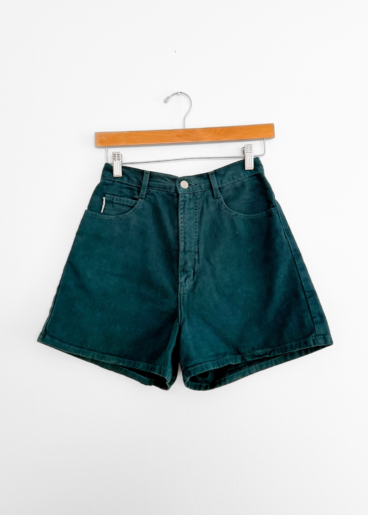 Vintage 90s Bongo Dark Green Denim Jean High Waist Shorts