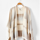 Orvis 100% Cashmere Cream Natural Stripe Knit Shawl