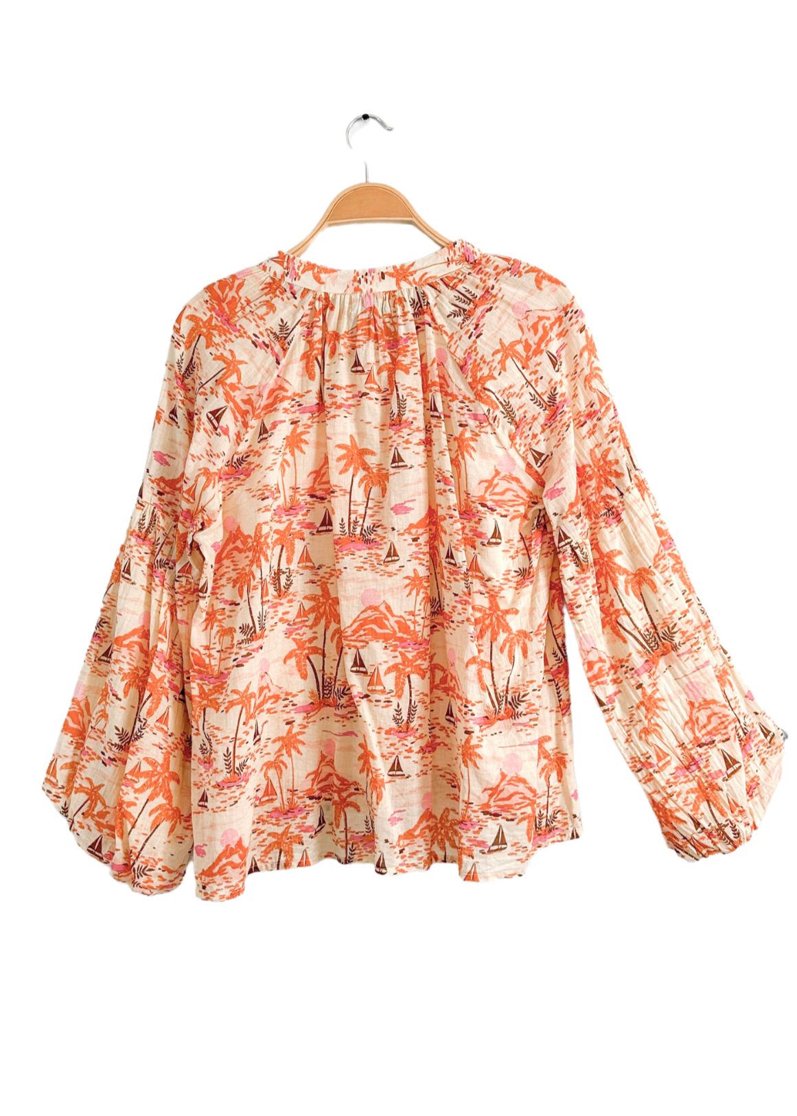 Olivia James The Label Emory Button Down Top in Escape Tawny Print (M)