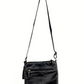 Great American Leather Black Leather Braided Bottom Multi Pocket Purse