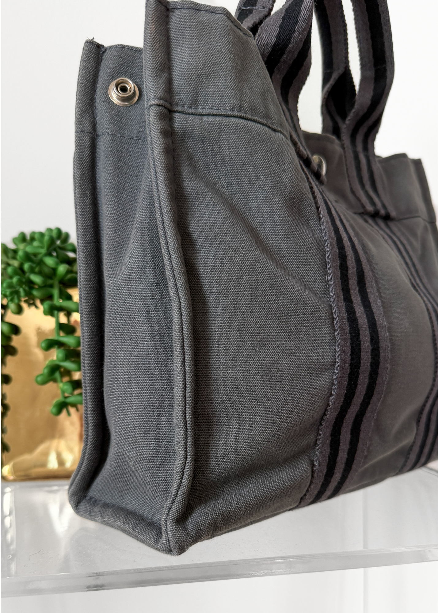 Hermès Fourre Tout Tote Canvas Bag in Graphite Gray