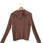 Brown & Tan Knit Collared Pullover Sweater (M)