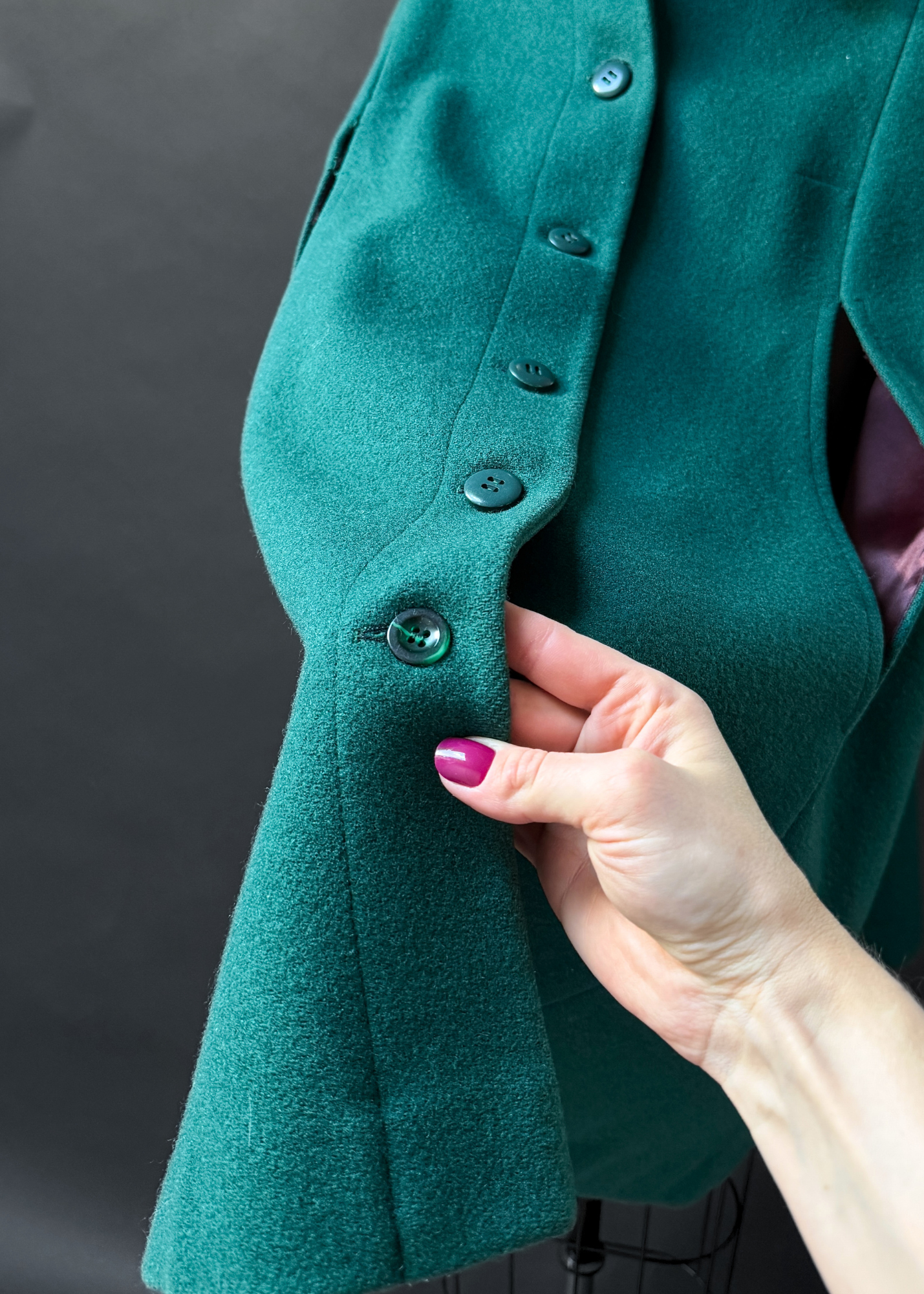 Vintage 60s Young Pendleton Dark Green Wool Cape Coat | Pure Virgin Wool Mod Cape