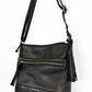 Great American Leather Black Leather Braided Bottom Multi Pocket Purse