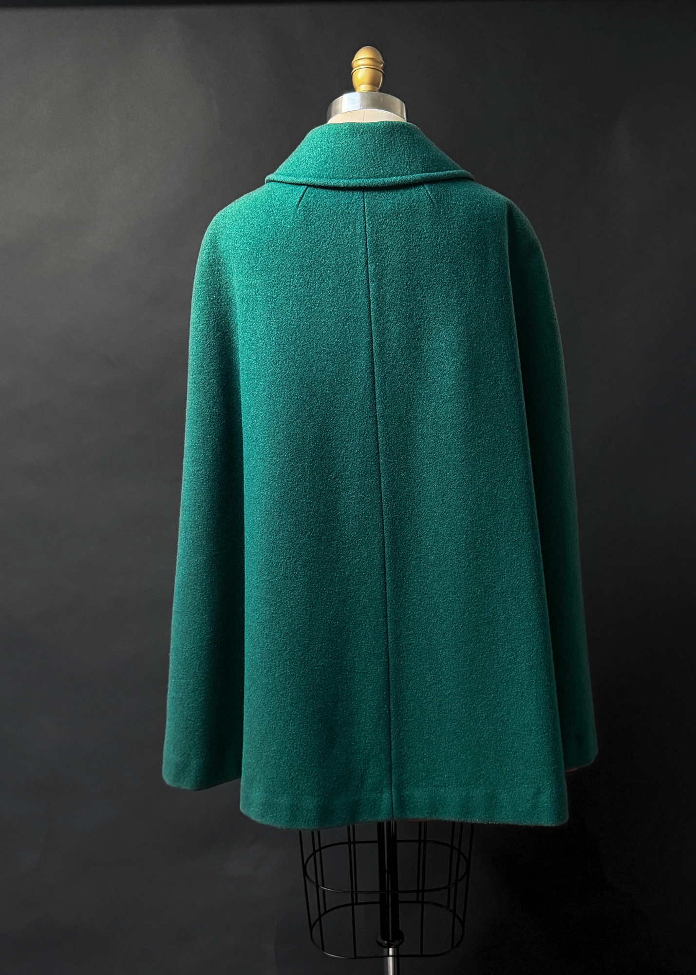 Vintage 60s Young Pendleton Dark Green Wool Cape Coat | Pure Virgin Wool Mod Cape